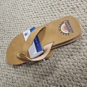 Life Is Good Sandals Womens Size 10 Tan Flip Flops Take It Easy Beach Relax